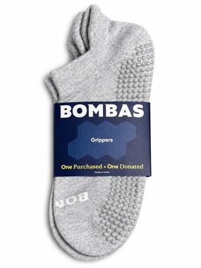 Bombas Women's Gripper Ankle Socks Varsity Grey Size S NWT